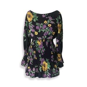 Urban Outfitters Boat Neck 3/4 Sleeves mini Dress Small Purple Gold